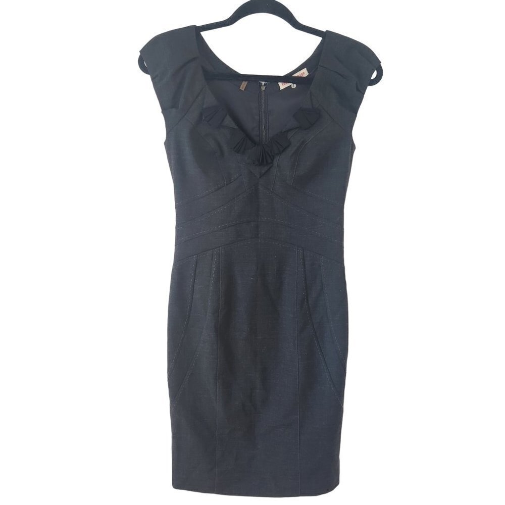 Rebecca Taylor Virgin Wool Grey Short Sleeve Bodycon Career Sheath Dress 2